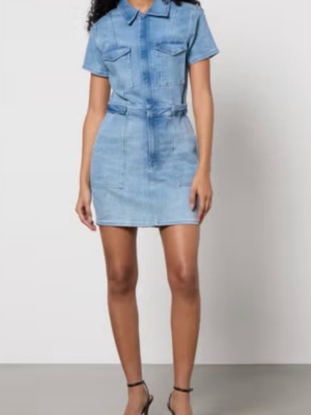 NWOT! Good American Light Blue Denim Shirt Mini Dress XS